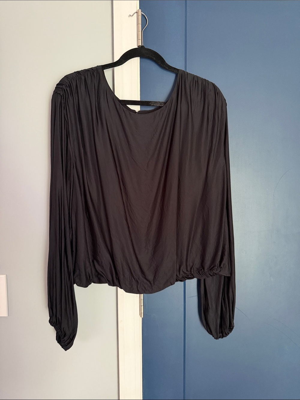 Anthropologie Black Long-Sleeve Blouson Top